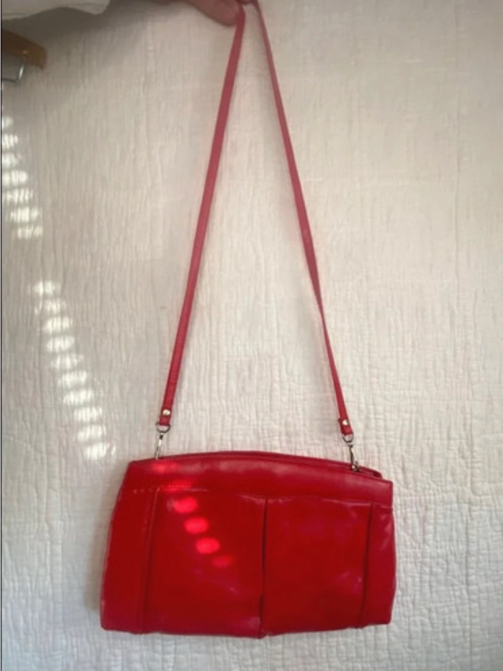Red Patent Crossbody Bag - Unbranded Sleek Shoulder Purse